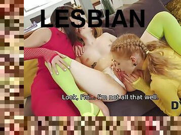lesbian-lesbian, berempat, lucu