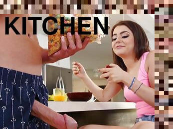 Kylie Quinn filled with dick & cum showered in the kitchen by bff's bro