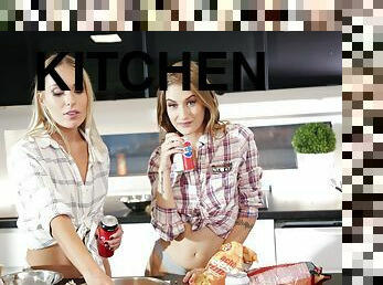 Angelika Grays and Tiffany Tatum make love in the kitchen