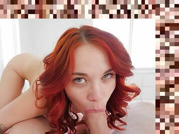 Redhead cutie Brighton Blaze and POV blowjob