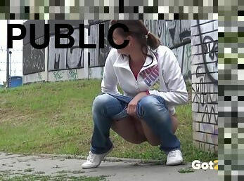 Girls to enjoy to pee in the most inappropriate public places