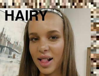 Cute 18yo teen with hairy pussy Liza Rowe got facial