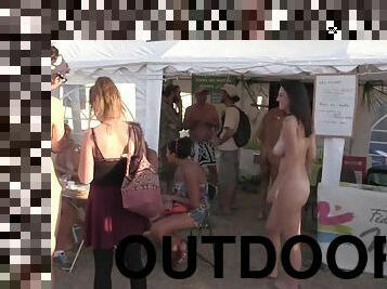 Beautiful girl nude on a festival
