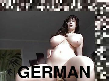 Big titted German riding dildo