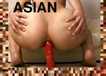 Asian girl bum intimacy dildo ride