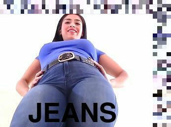 pantat, seorang-diri, jeans