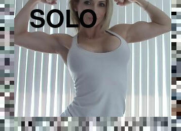 Arm Flexing - blond hair lady