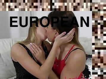 LezKiss Euro girls kissing leads to intimate sex
