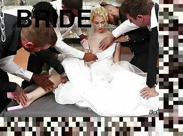 Blond Hair Babe bride group bdsm in a dream