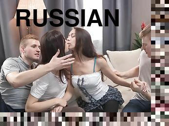 Teen russian libertines foursome sex
