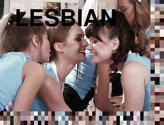 Naughty teen girls hot lesbian group sex