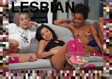 Crowd of lesbians fuck each other in wild style