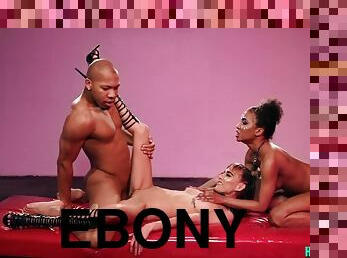 Ebony in interracial trio fantasy