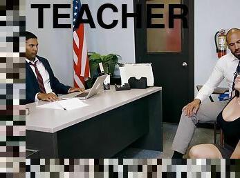 Naughty parent with big tits Angela White fucking teacher at meeting