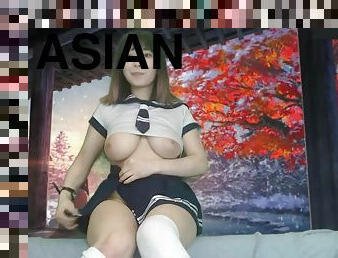 asia, pantat, payudara-besar, lesbian-lesbian, jepang, webcam, seorang-diri