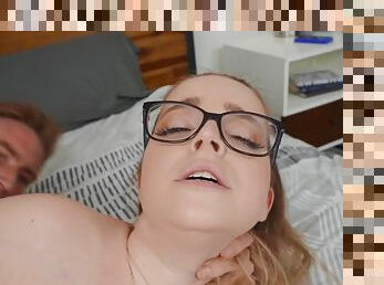 BBW in glasses enjoys monster dick