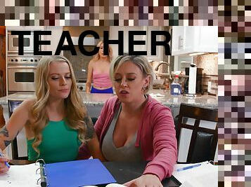 Study Her: buxom blonde teacher fucking her young teen student with perky tits feat. Dee Williams, Paris White