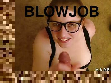 My thick nerdy Ex BACK FOR MORE - POV homemade blowjob