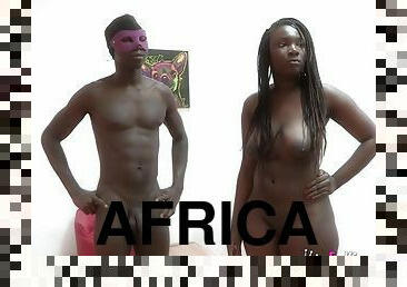 African chick with big boobs earns extra 100 Euros by fucking BBC