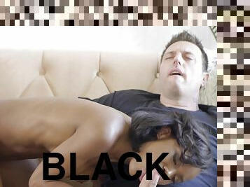 Big white cock for hot young black chica Ivy Logan. Cock riding & side fucking.