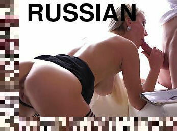 Hot Russian milf in black tights goes dick crazy. Part 1 of 2.