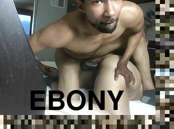 A real ebony couple put on a late night live fuck webcam show
