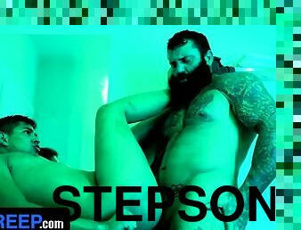 DadCreep - Muscular bear stepdad bangs his hot stepson in the shower - Alex Montenegro Marcus Cage