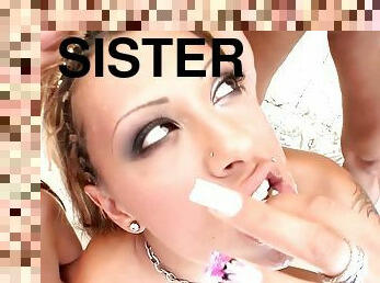 2 Stepsisters Make A Bukkake Party With A Lot Of Cum