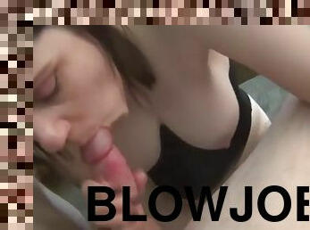 Babe Blowjob and Handjob - Big tits earn him cum