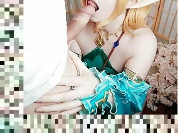 Usatame gives a blowjob to a random fan she met at the anime convention