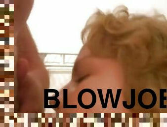 Blonde lady on blow a cock making her cum softly again