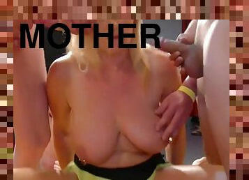 Extreme pierced stepmother in the german group sex