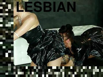 Latex lesbian gloryhole fun with babes glam