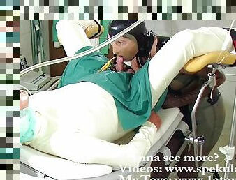 Nasty horny man sodomized by a nurse latex