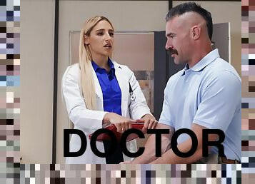 Libertine female doctor Abella Danger exams his thick dick