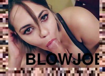 Slow Blowjob from beauty at home. - Blowjob
