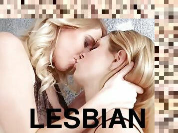 Blonde lesbians enjoys hardcore anal with strapon