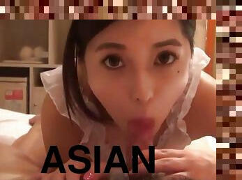 Young Asian hottie gives sloppy POV blowjob - homemade oral sex