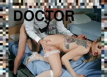 Big-boob nurse Marica Chanelle does naughty things to a doctor.