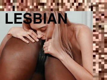 Clamped cuties Ana Foxxx and Chloe Cherry interracial lesbian sex