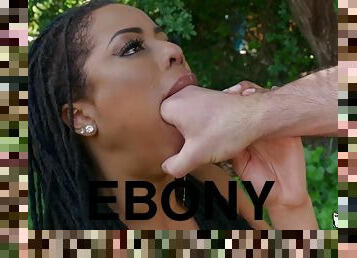 Report At 11 - horny ebony slut Kira Noir deepthroated outdoors