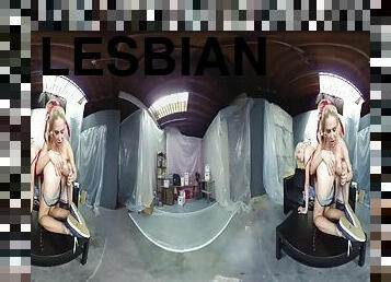 2 hot blonde lesbians in vr