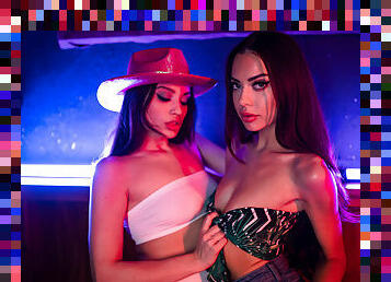 Naughty Cowgirls Sabina Rouge and Liv Wild in hot lesbian scene