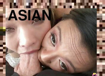asiatisk, store-pupper, anal, blowjob, cumshot, stor-pikk, pornostjerne, trekant, koreansk, brunette