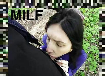 Hot MILF gave a stranger a blowjob in a public place. POV