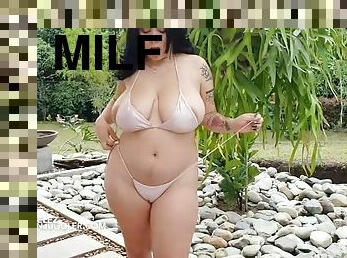 Big tits, huge areolas, horny bikini babe Kim Velez