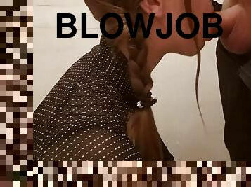Awesome hands free blowjob with tongue from my secretary while renovating the office