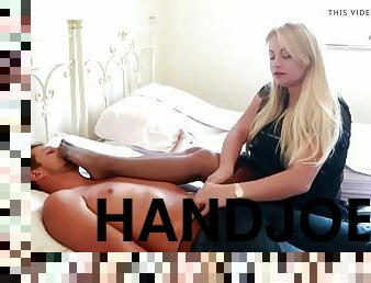 Nylon feet smelling Handjob