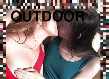 Outdoor hot lesbian sex