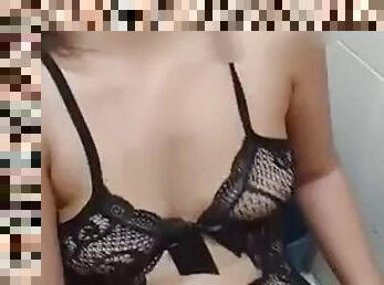 Indonesian teen in lingerie fucked in changing room on the beach part 2